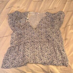 Madewell Blue Floral Blouse